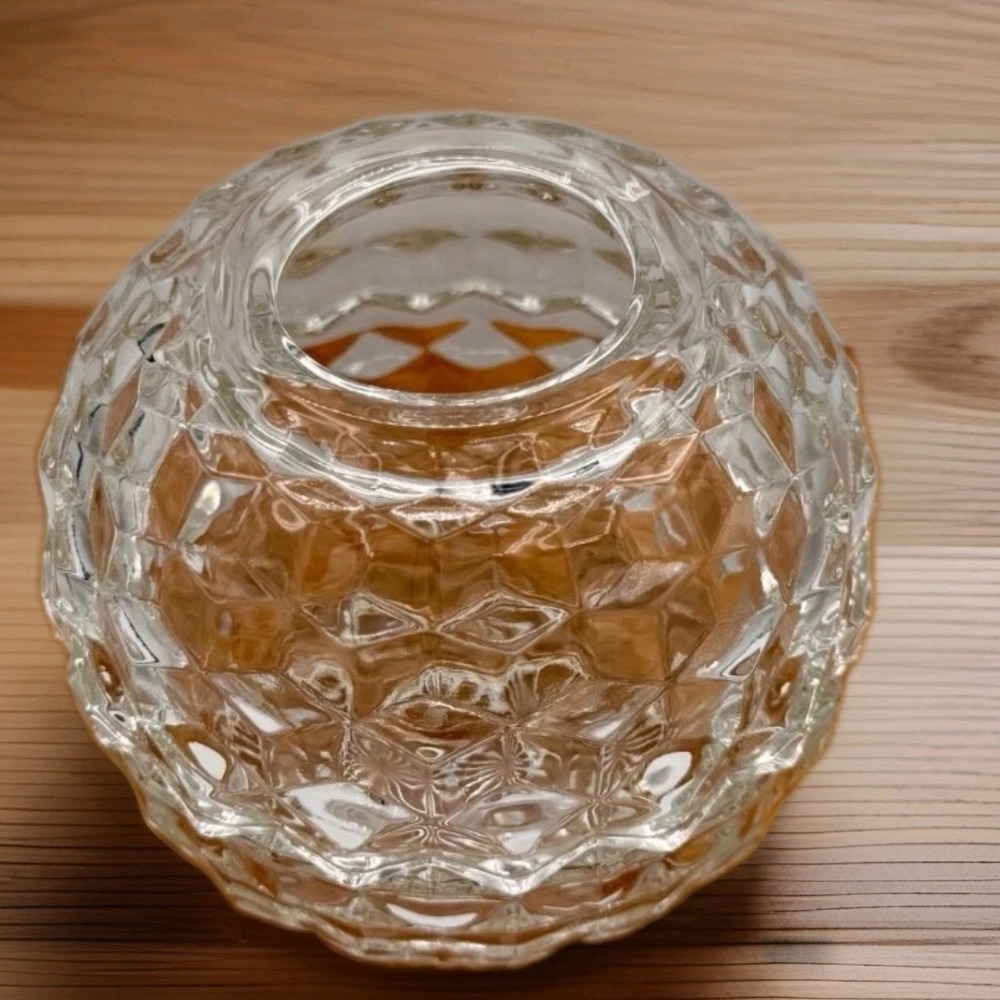 Vintage Fostoria American Fairy Lamp Clear Glass Cube Pattern Candle Holder 2pc - Picture 2 of 8